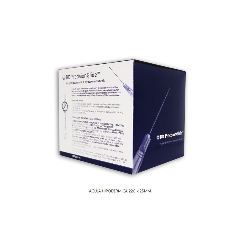 AGUJA DESECHABLE 22G X 25 MM (NEGRA) C/100 BD