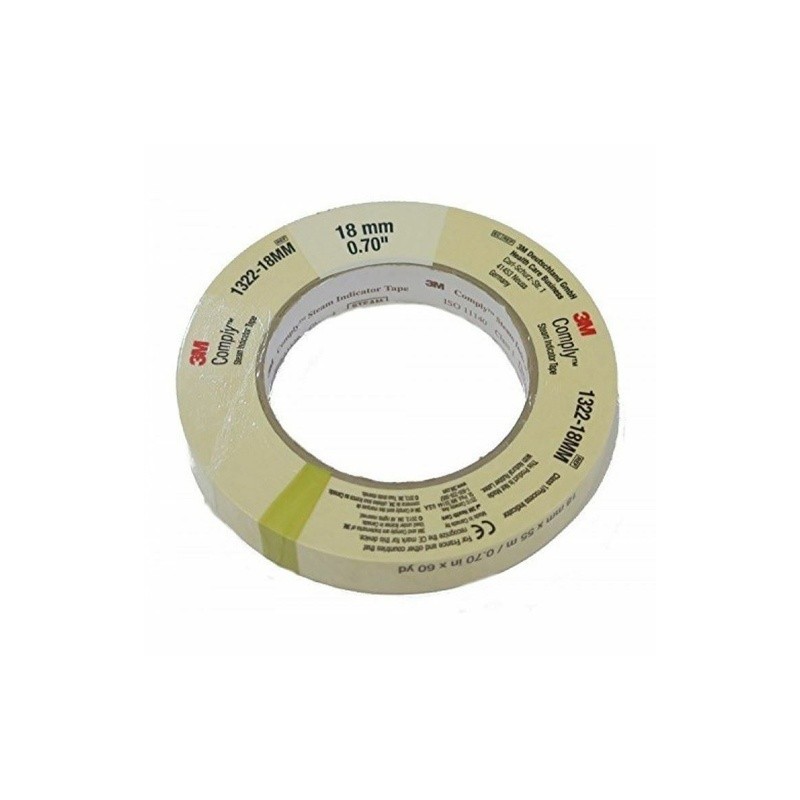 CINTA TESTIGO PARA ESTERILIZACIÓN EN VAPOR A PRESIÓN. 18MM X 50M. ROLLO. 3M