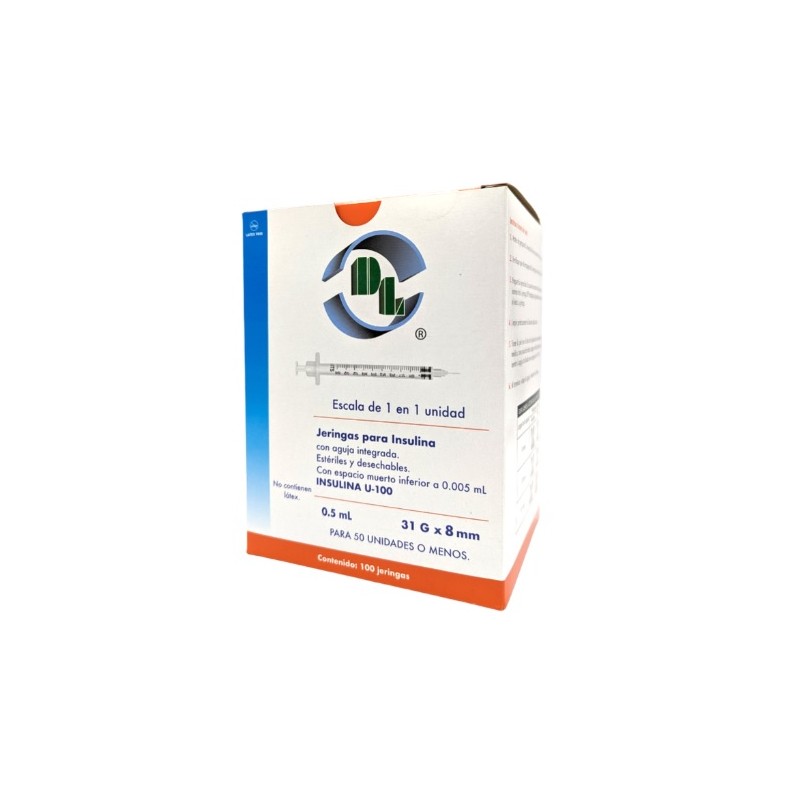 JERINGA UNIBODY PARA INSULINA 0.5ML 31G X 8MM CAJA CON100 DL