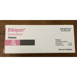 Bikipen Exemestano Gragea Cada gragea contiene: Exemestano 25.0 mg. Envase con 30 grageas. TEVA
