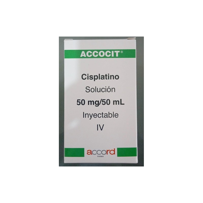 Accocit  CISPLATINO 50mg/ 50mL. Envase con 1fco.ampula  Seco, manejable hasta 25°C.                                             