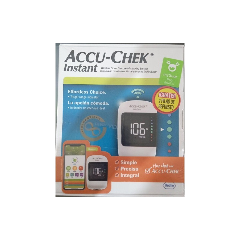 Glucómetro Accu-Chek Instant Contiene 2 pilas de repuesto +25 tiras reactivas ROCHE